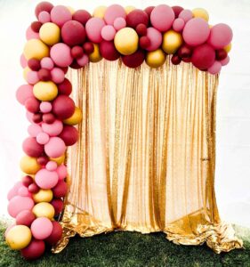 DRAPED BACKDROP WITH BALLOON GARLAND