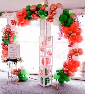 BALLOON RING WITH BALLOON BOXES AND CUSTOM DESIGNED WELCOME POSTER ON GOLD EASEL