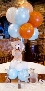 TEDDY BEAR WITH BALLOONS ON 3' BALLOON STAND